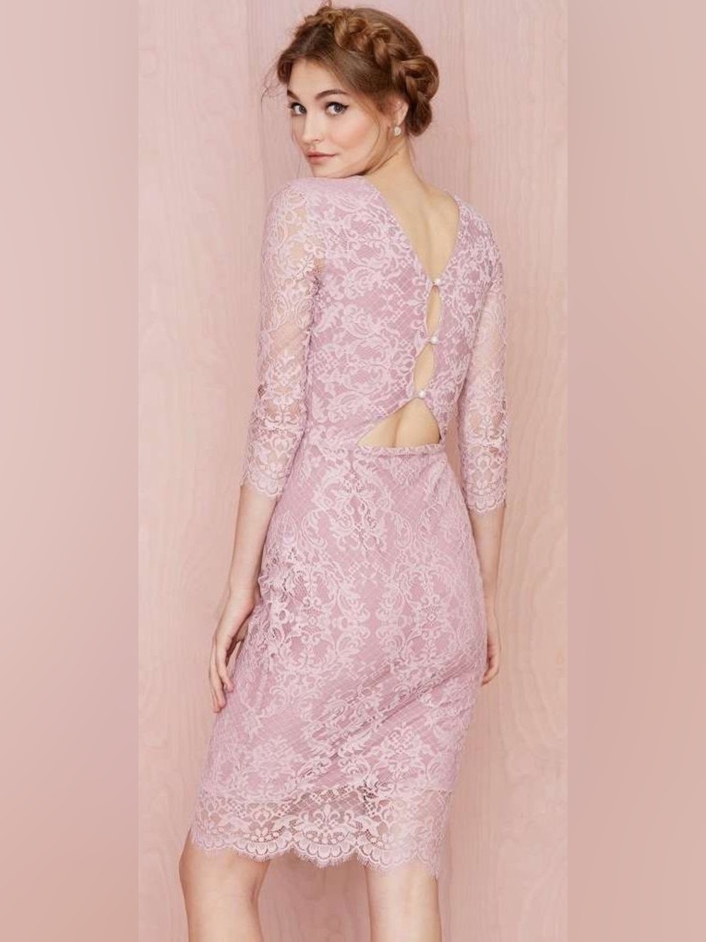For Love & Lemons Pot Pourri Lace Midi Dress Pink small Coquette Princess-core.